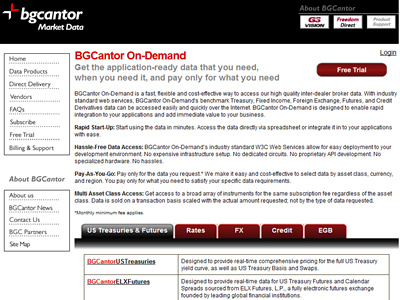 BGCantor On-Demand offers fixed income and derivatives data via on-demand web services using Xignite's core platform.