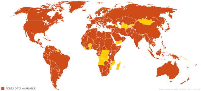 XigniteCurrencies Data Coverage Map
